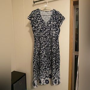LAPA navy and white floral A-line dress